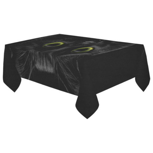 Black Cat Cotton Linen Tablecloth 60"x 104"