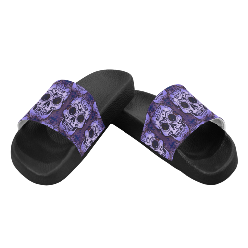 new skull allover pattern 05C by JamColors Women's Slide Sandals (Model 057)