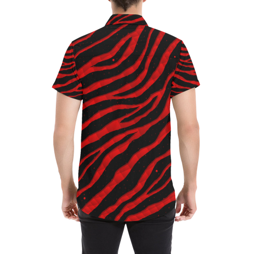 Ripped SpaceTime Stripes - Red Men's All Over Print Short Sleeve Shirt (Model T53)