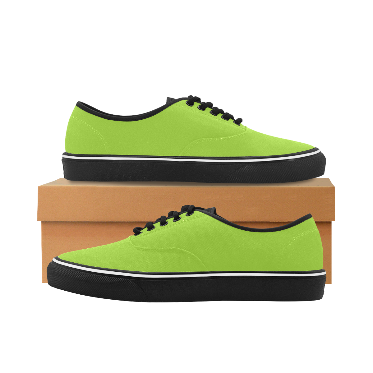 color yellow green Classic Men's Canvas Low Top Shoes/Large (Model E001-4)