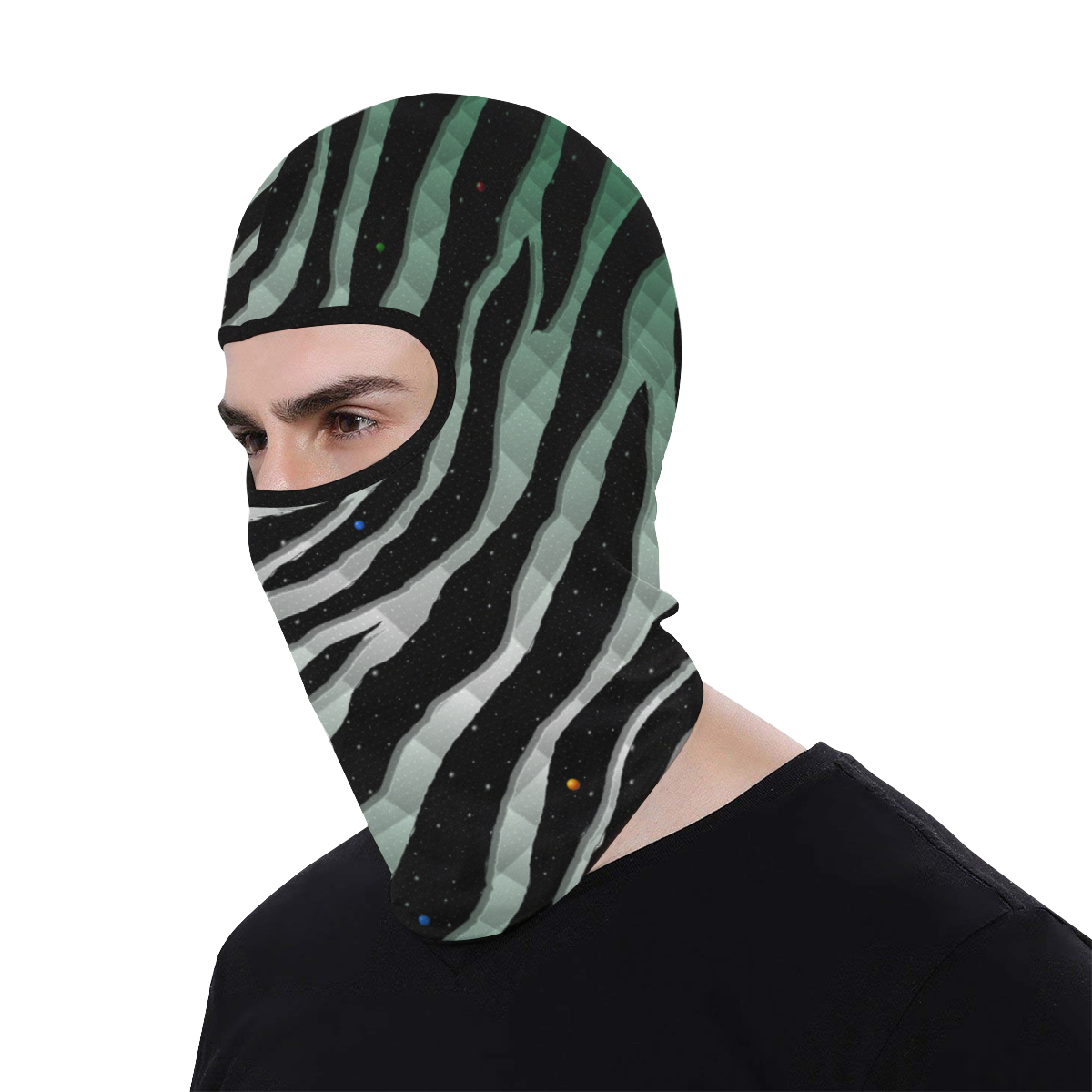 Ripped SpaceTime Stripes - Forest/White All Over Print Balaclava