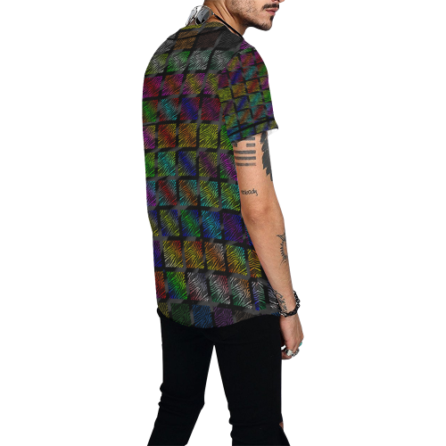 Ripped SpaceTime Stripes Collection All Over Print Baseball Jersey for Men (Model T50)