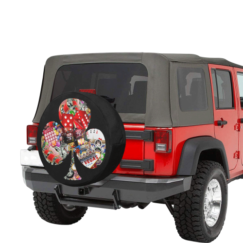 Club Playing Card Shape - Las Vegas Icons 32 Inch Spare Tire Cover