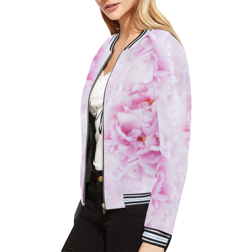 pinkyflowers All Over Print Bomber Jacket for Women (Model H21)