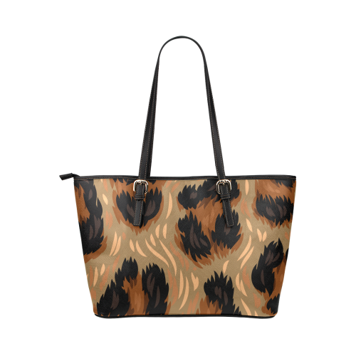 bolso diseño leopardo marron Leather Tote Bag/Small (Model 1651)
