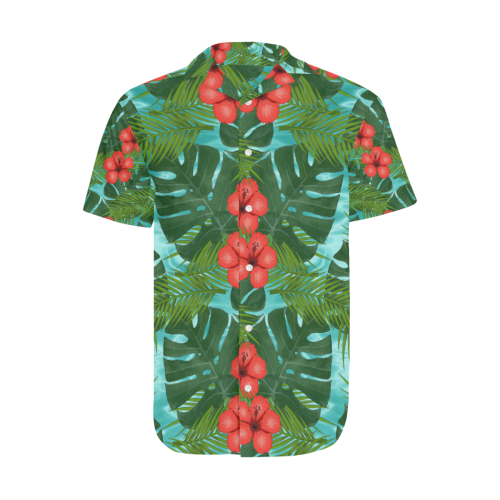 Tropical Vacation Men's Short Sleeve Shirt with Lapel Collar (Model T54)