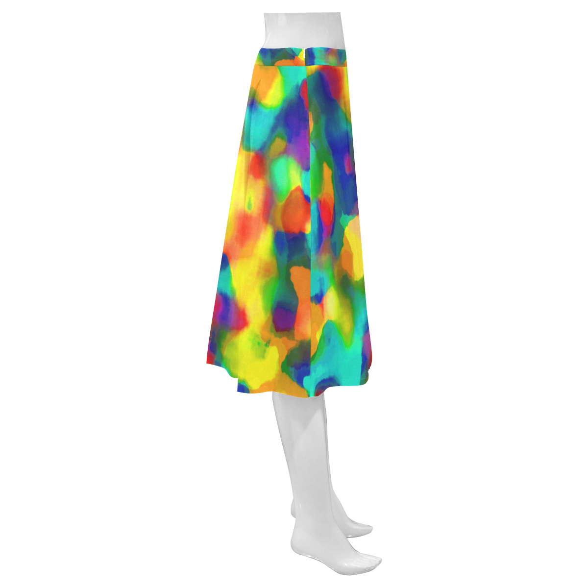 Colorful watercolors texture Mnemosyne Women's Crepe Skirt (Model D16)