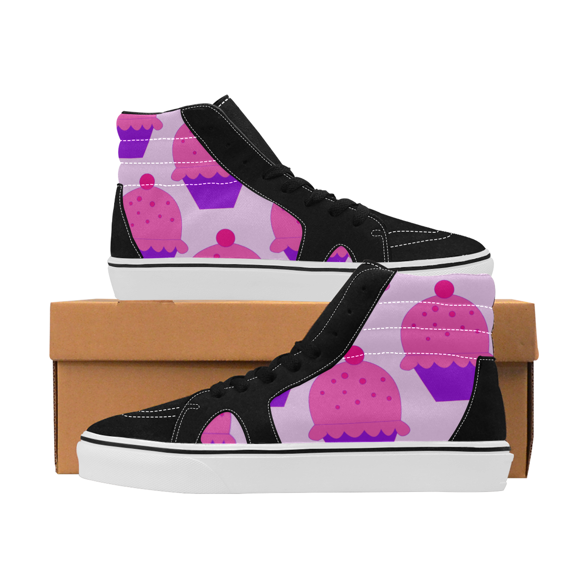 cupcakespink Women's High Top Skateboarding Shoes (Model E001-1)