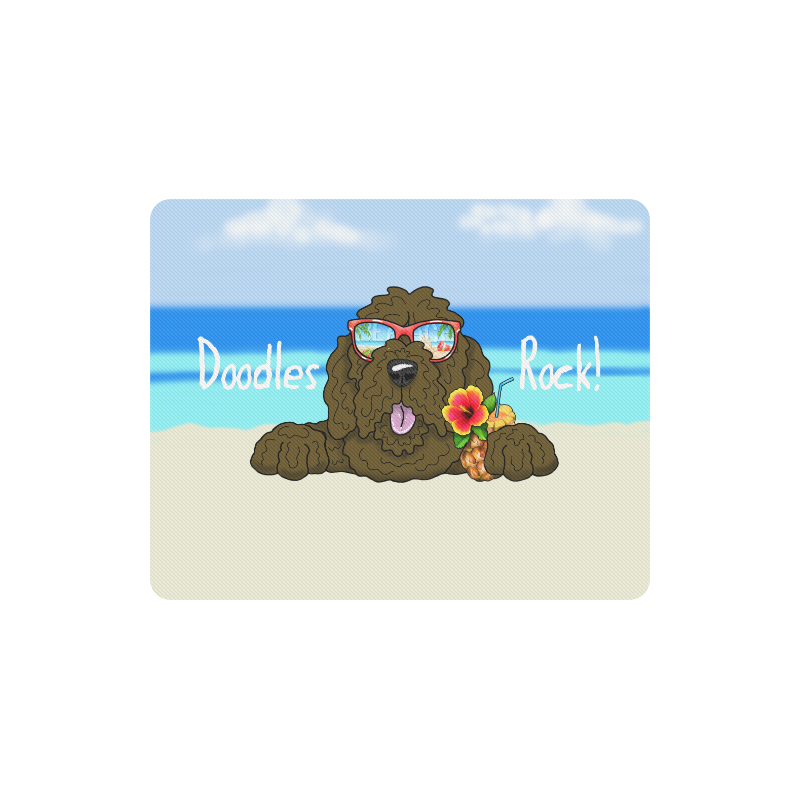 Doodle Beach- brown Rectangle Mousepad