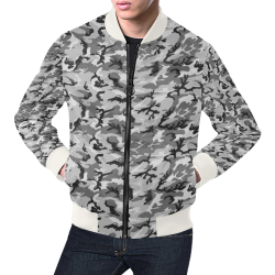 Woodland Urban City Black/Gray Camouflage All Over Print Bomber Jacket for Men/Large Size (Model H19)