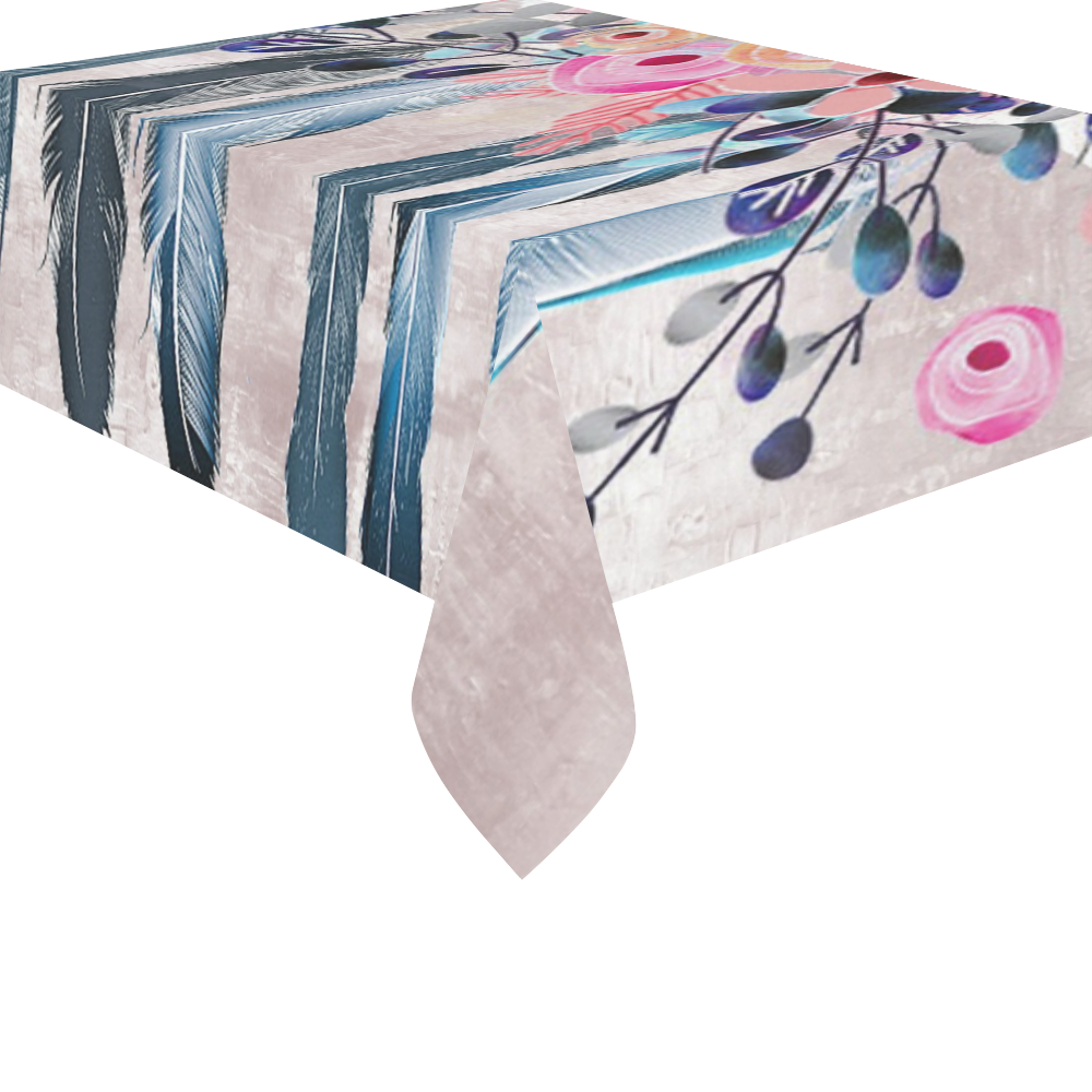 pink dreamcatcher floral Cotton Linen Tablecloth 52"x 70"