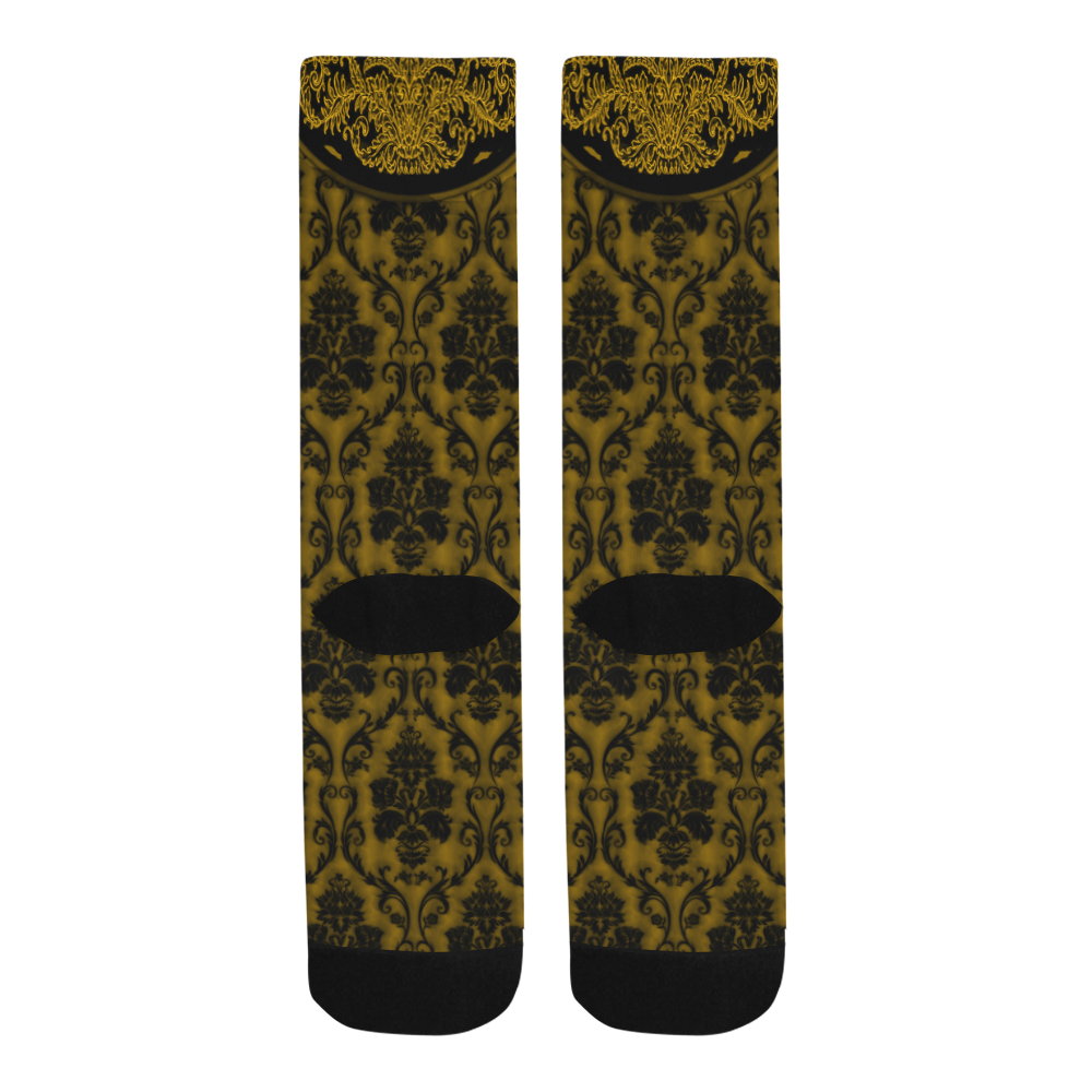 Gothic Victorian Black'n Gold Pattern Men's Custom Socks