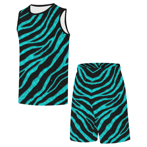 Ripped SpaceTime Stripes - Cyan All Over Print Basketball Uniform