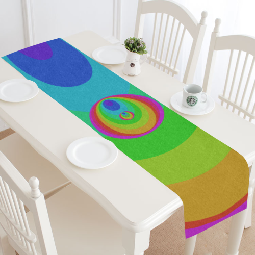 Psy rainbow oval Table Runner 16x72 inch
