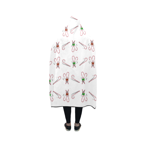 Christmas Candy Canes with Bows Hooded Blanket 50''x40''