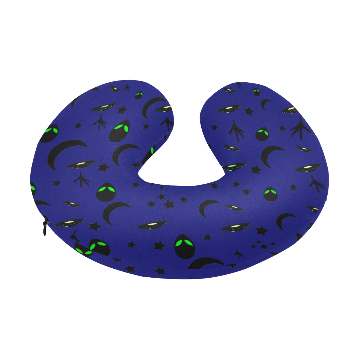 Alien Flying Saucers Stars Pattern U-Shape Travel Pillow
