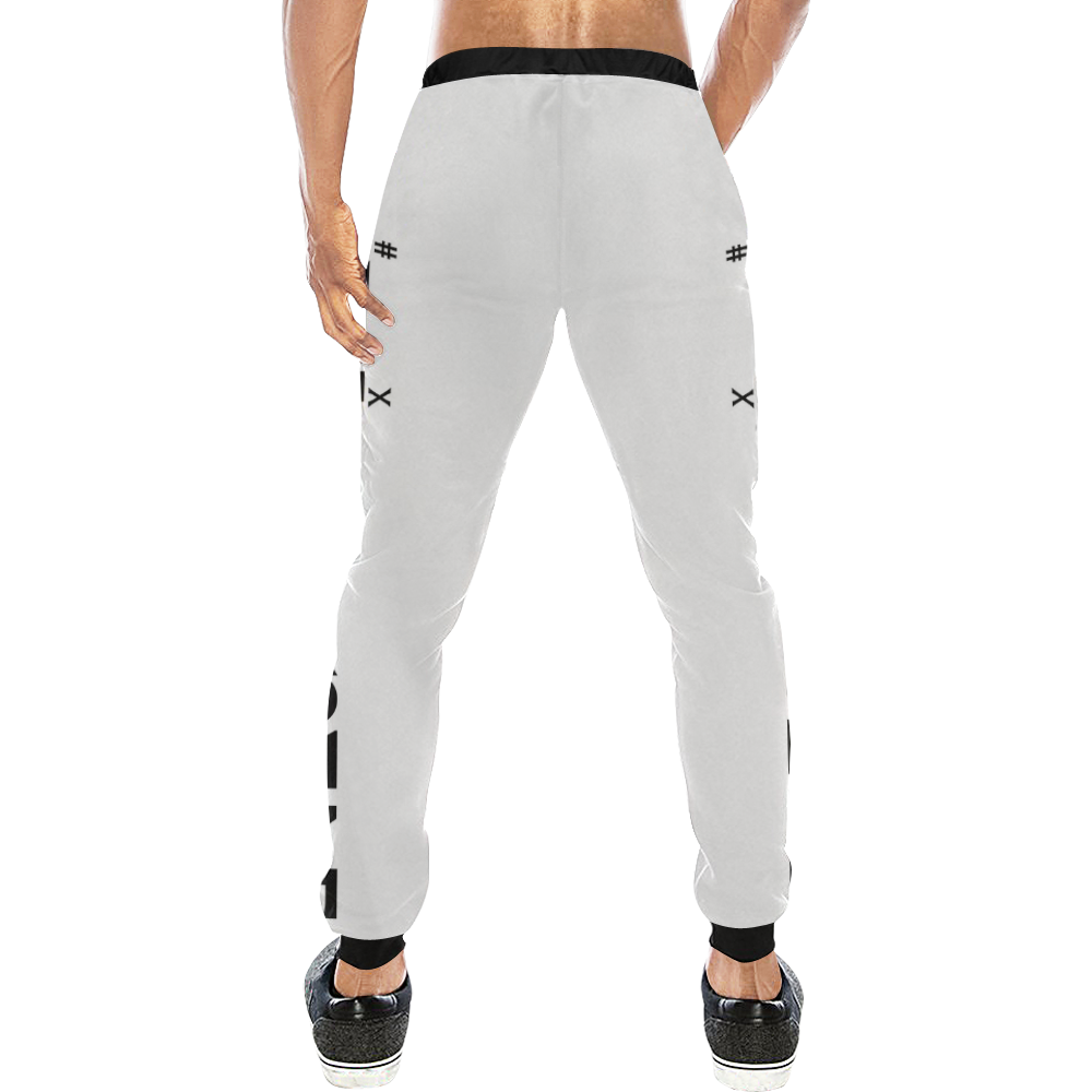 NUMBERS Collection LOGO White/Black Men's All Over Print Sweatpants (Model L11)