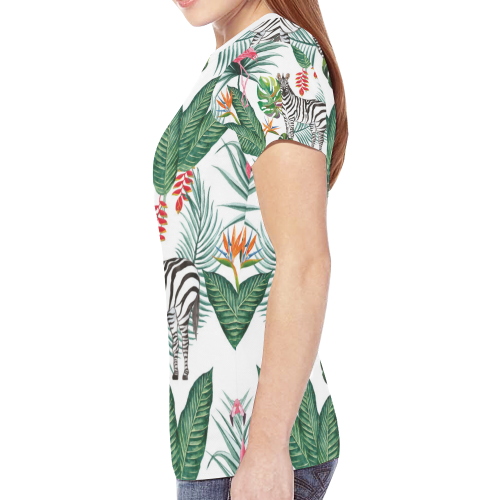 Awesome Flamingo And Zebra New All Over Print T-shirt for Women (Model T45)