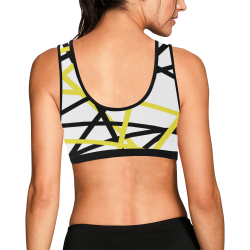 Black and yellow stripes Women's All Over Print Sports Bra (Model T52)