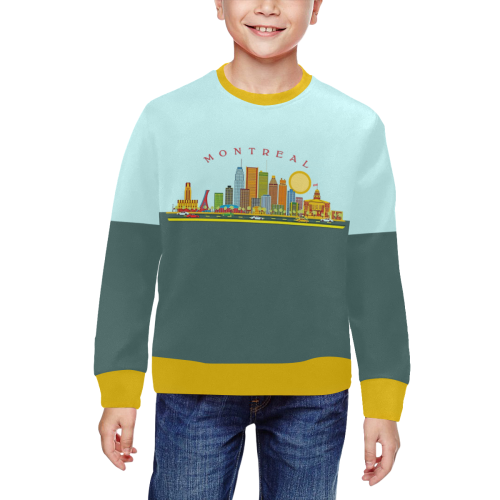 MONTREAL All Over Print Crewneck Sweatshirt for Kids (Model H29)