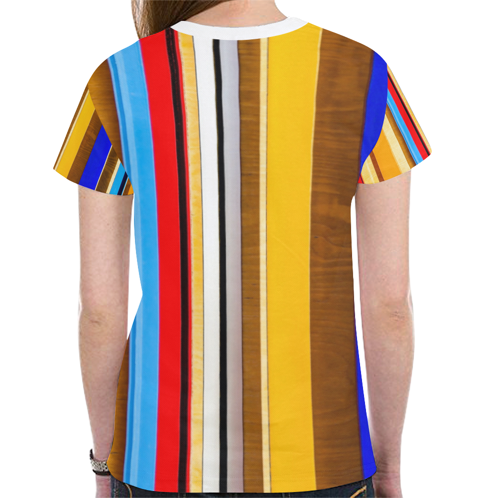 Colorful abstract pattern stripe art New All Over Print T-shirt for Women (Model T45)