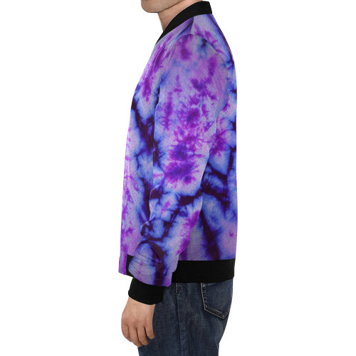 tie dye in shades of blue and purple All Over Print Bomber Jacket for Men/Large Size (Model H19)