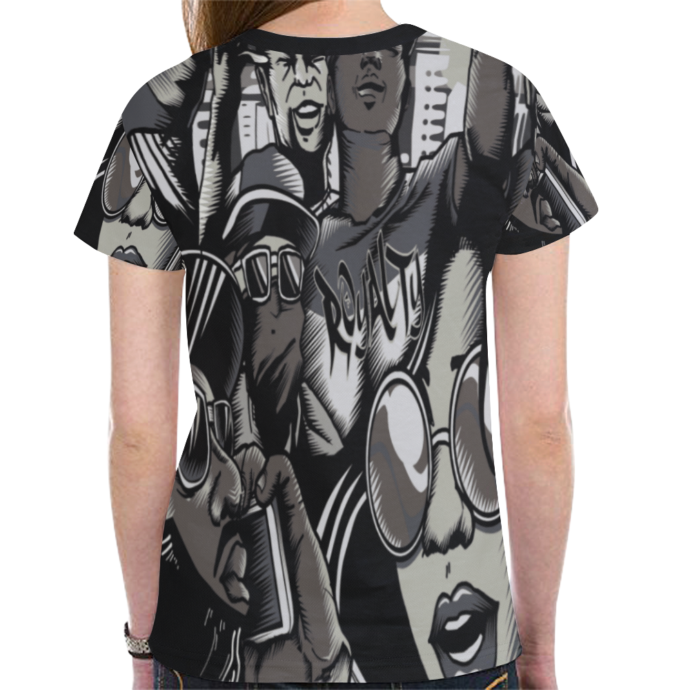 Grime Rap Art Inspired by the P Money Video Originators New All Over Print T-shirt for Women (Model T45)