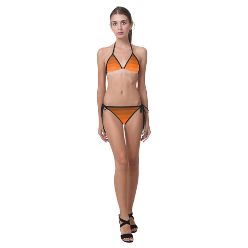 Orange stripes Custom Bikini Swimsuit (Model S01)