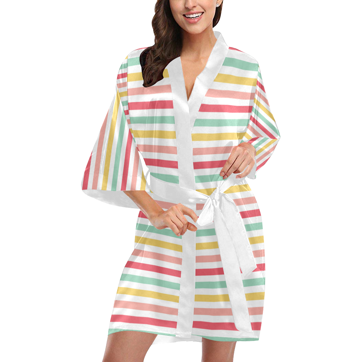 Pastel Stripes Kimono Robe