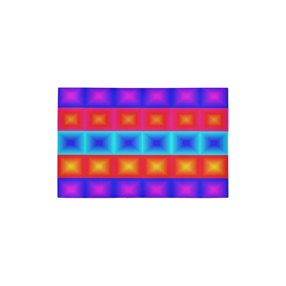 Red yellow blue orange multicolored multiple squares Area Rug 2'7"x 1'8‘’