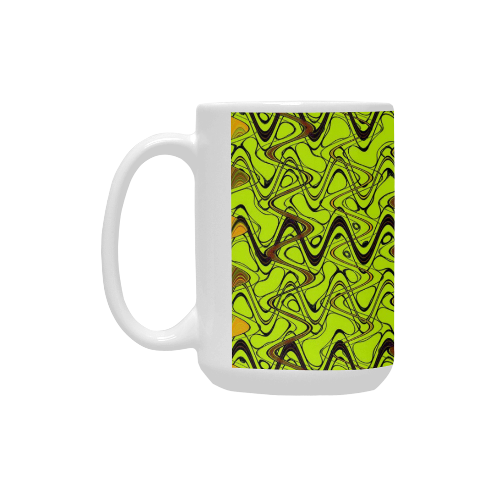 Yellow and Black Waves pattern design Custom Ceramic Mug (15OZ)