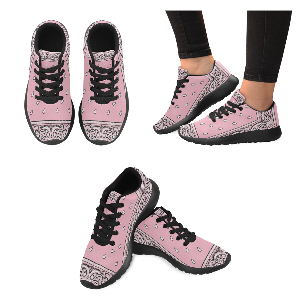 Pink Bandana Women-Black Women’s Running Shoes (Model 020)