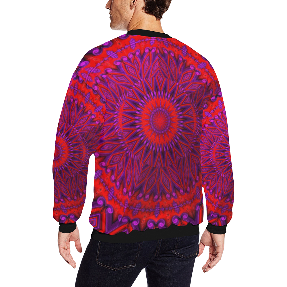 Indian Blanket Under Glass Fractal Mandala All Over Print Crewneck Sweatshirt for Men/Large (Model H18)
