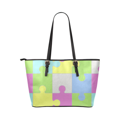 bolso de mujer diseño puzzle Leather Tote Bag/Small (Model 1651)