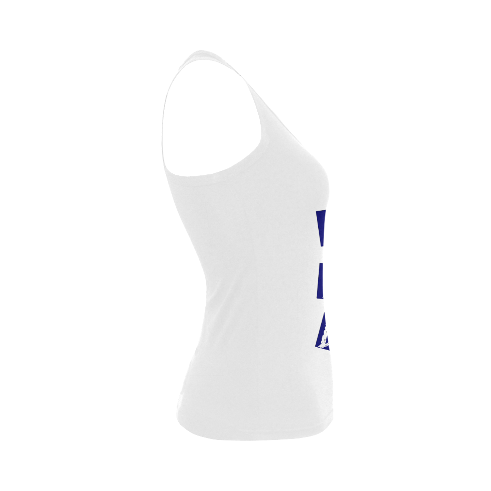 Break Dancing Blue on White Women's Shoulder-Free Tank Top (Model T35)