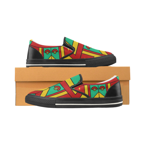 Aztec Spiritual Tribal Slip-on Canvas Shoes for Kid (Model 019)