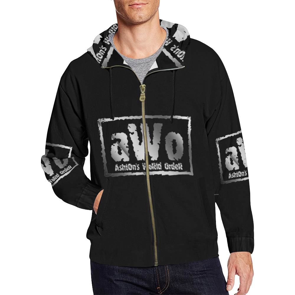 AWO All Over Print Full Zip Hoodie for Men (Model H14)