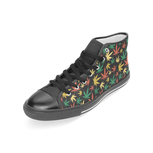 Cannabis Pattern Women's Classic High Top Canvas Shoes (Model 017)