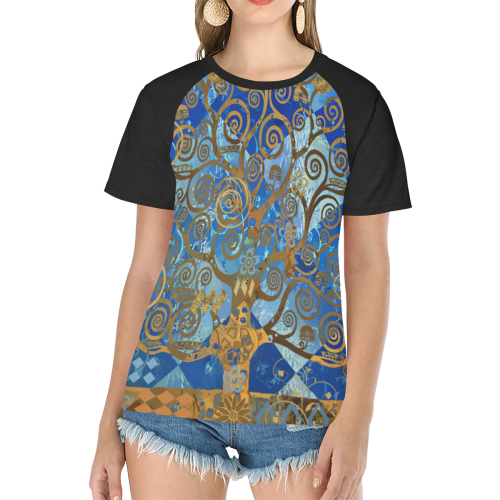 Klimt Tree Women's Raglan T-Shirt/Front Printing (Model T62)