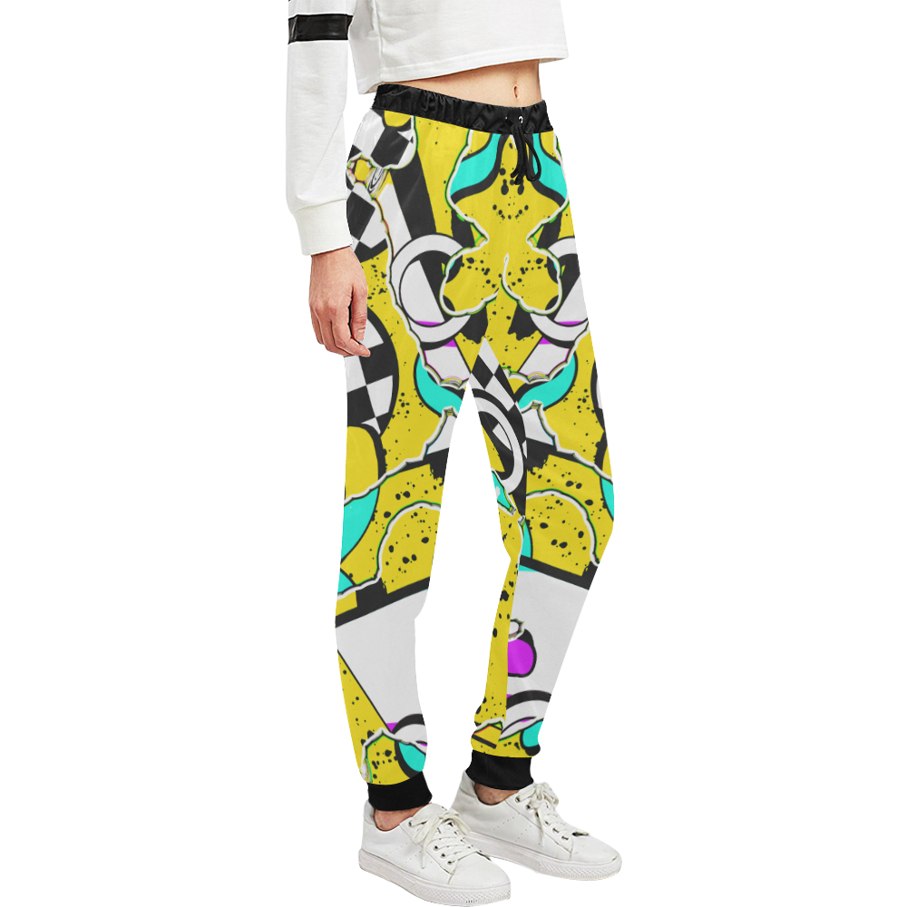 Shapes on a yellow background Unisex All Over Print Sweatpants (Model L11)