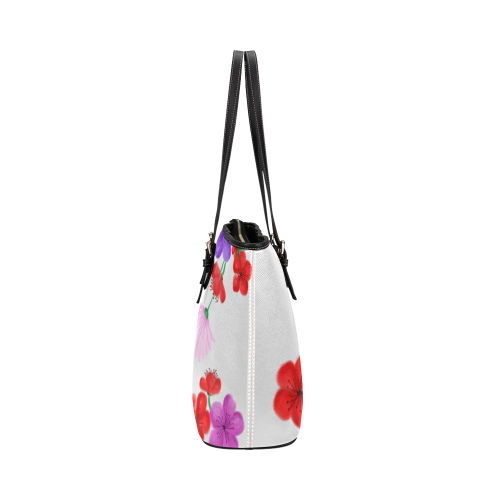 BUNCH OF FLOWERS Leather Tote Bag/Small (Model 1651)