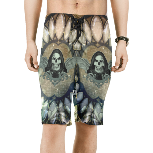 Awesome scary skull Men's All Over Print Board Shorts (Model L16)