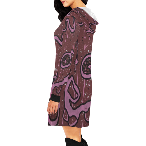 SKULL FLOW DRESS All Over Print Hoodie Mini Dress (Model H27)