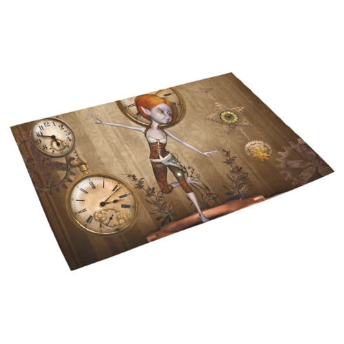 Steampunk girl, clocks and gears Azalea Doormat 30" x 18" (Sponge Material)
