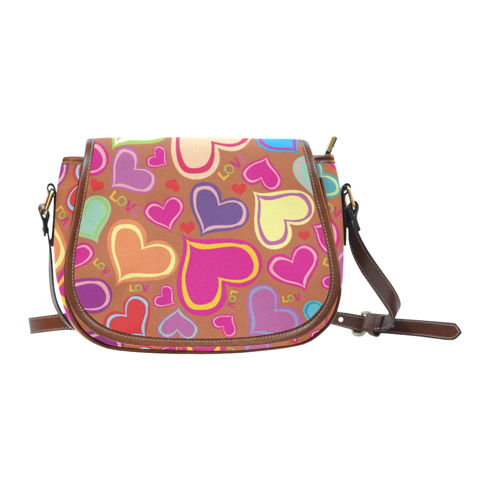 cute hearts background Saddle Bag/Large (Model 1649)