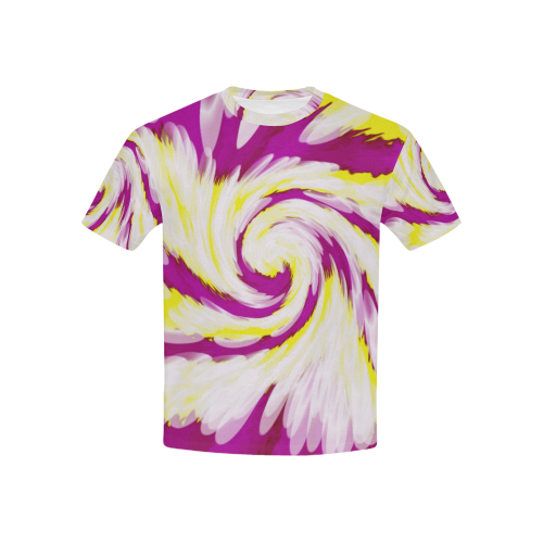 Pink Yellow Tie Dye Swirl Abstract Kids' All Over Print T-shirt (USA Size) (Model T40)