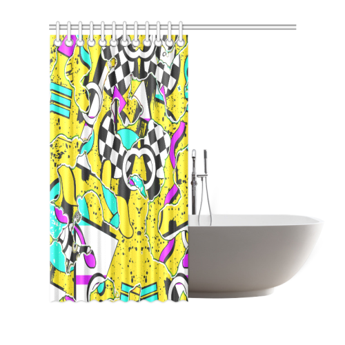 Shapes on a yellow background Shower Curtain 72"x72"
