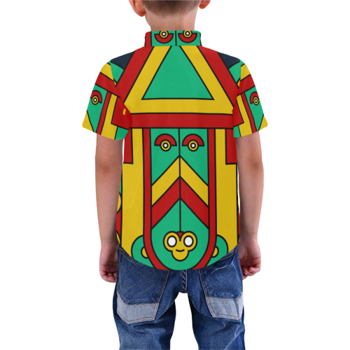 Aztec Spiritual Tribal Boys' All Over Print Short Sleeve Shirt (Model T59)