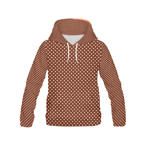 Brown polka dots All Over Print Hoodie for Women (USA Size) (Model H13)