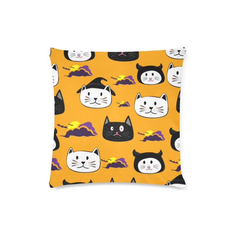 Cute Cat Face Halloween Pattern Custom Zippered Pillow Case 16"x16"(Twin Sides)